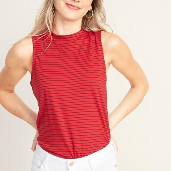 Old Navy Tops - Old Navy Striped Mock-Neck Jersey Tank for Women